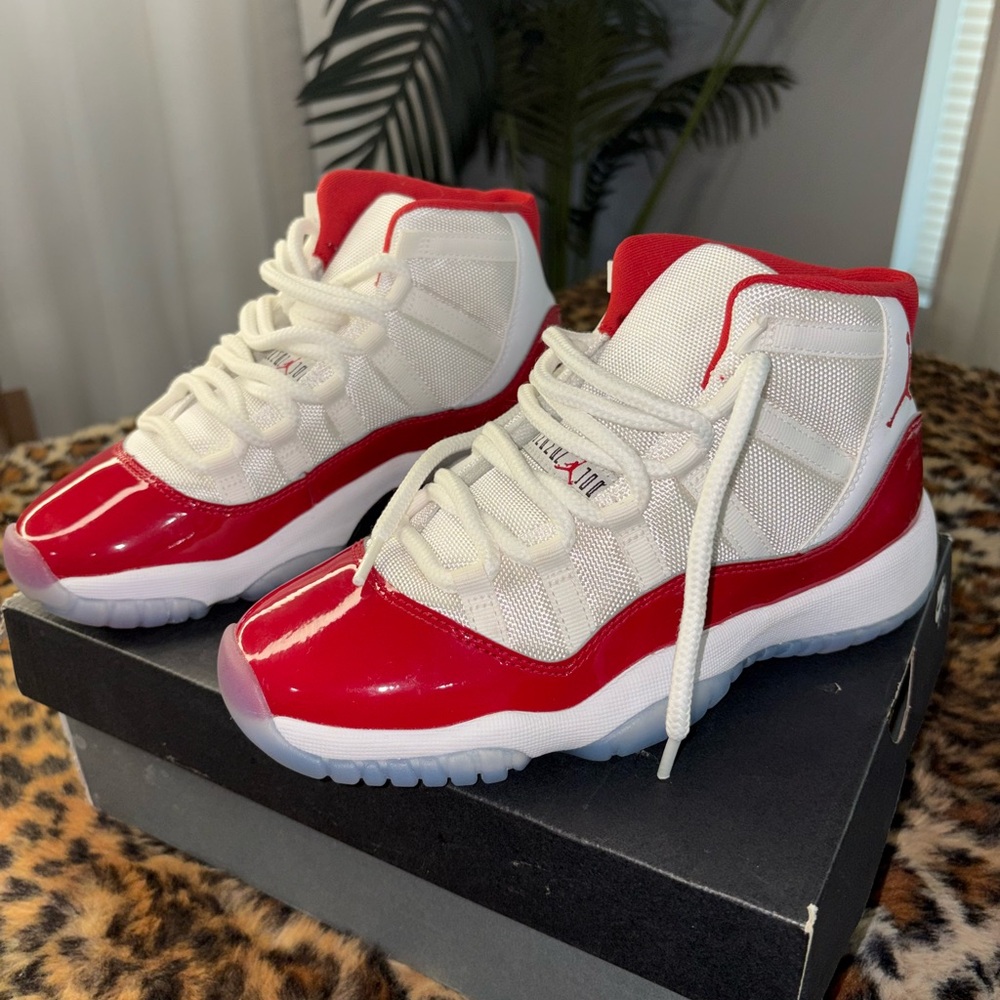 Jordan 11s Cherry Red and White Sneakers Iconic